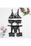 2023 New y27k Style Lingerie sans Fil G-String avec Jarretière Dress Up Dress Up Ladies Lingerie Paillette Black, M 