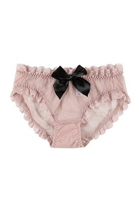 Culotte en dentelle pour femme avec nœud mignon - Lingerie de nuit sexy, rose, L