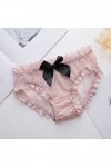 Culotte en dentelle pour femme avec nœud mignon - Lingerie de nuit sexy, rose, L