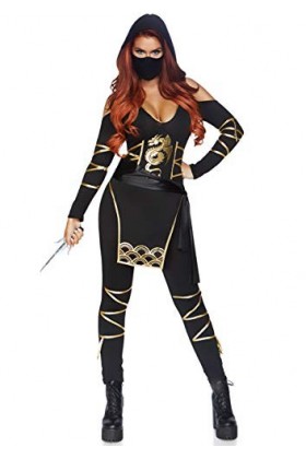 Leg Avenue- Stealth Ninja Adult Sized Costumes, 85629 05403, Or Noir, L EUR 44-46 