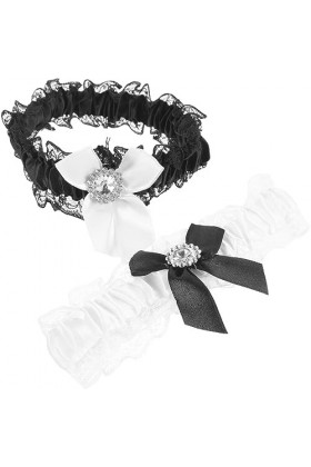 SHERCHPRY 2 Pièces Porte-Jarretelles Cuisse Ceinture Florale en Dentelle De Mariée Jarretelles De Mariage Jarretière en Dente