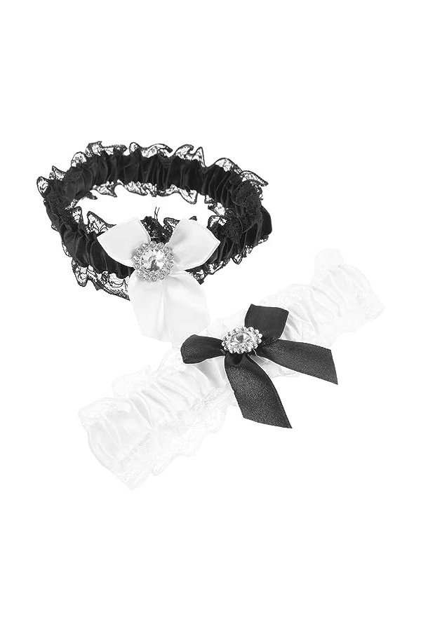 SHERCHPRY 2 Pièces Porte-Jarretelles Cuisse Ceinture Florale en Dentelle De Mariée Jarretelles De Mariage Jarretière en Dente