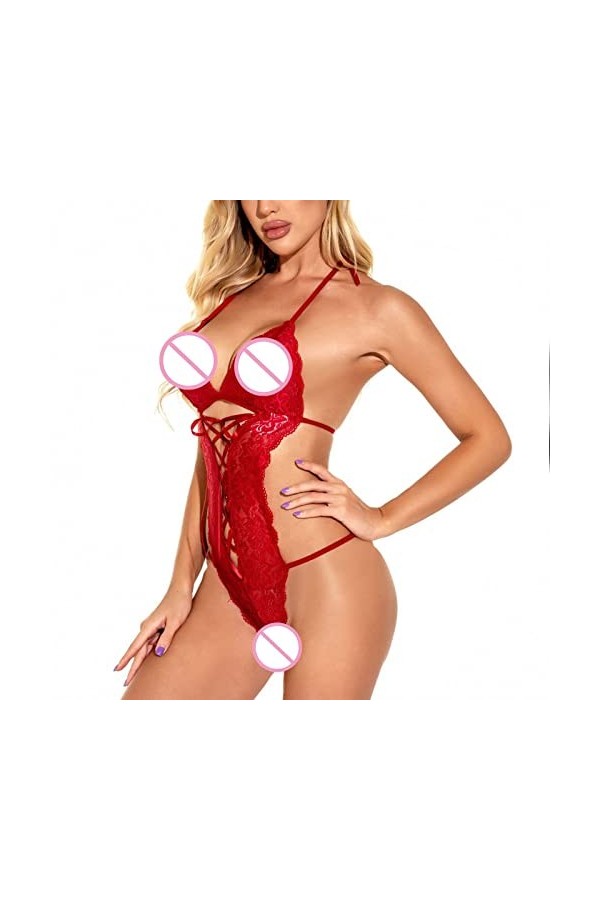 liaddkv Femmes Sexy Strap Sous-vêtements Splicing Backless Sexy Lingerie Jumpsuit Sans Taille Lingerie Séduisante Transparent