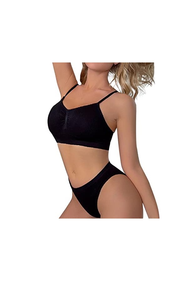 liaddkv Ensemble de sous-vêtements sexy sexy sexy - Collecte traditionnelle - Sous-vêtements - Pour la poitrine - Noir - Boxe