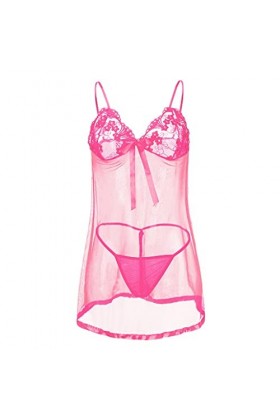 PANPANY Femmes Dentelle Sexy Lingerie caleçon Chemise de Nuit Jupe Pyjama Ensemble de sous-vêtements Menstruelle Chien Staff 