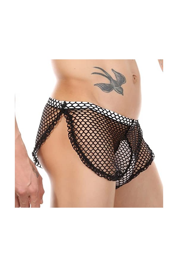 Générique Costume Homme Sexy Boxers Longs en Maille pour Hommes Slips Sexy sous-vêtements Respirants Voir à Travers Les Tronc