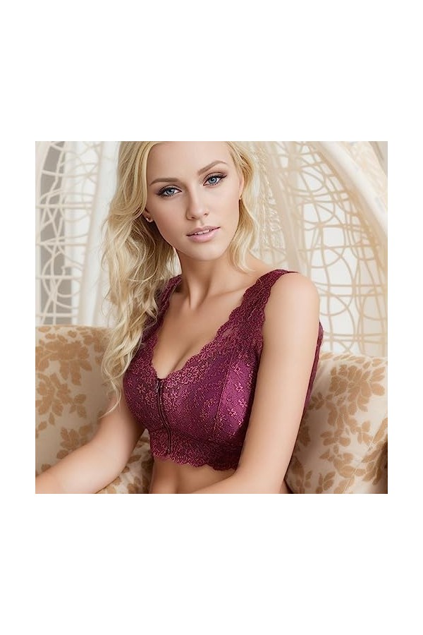 Lingerie Sexy Femme Coquine Hot Grande Taille Ajustable Avant Soutien-Gorge pour Femmes Sommeil Extra Elastic Dentelle Large 