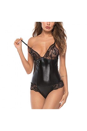 Générique Lingerie Sexy Femme Plus des sous-vêtements en Cuir Taille Lingerie Dentelle Femmes Sleepwear Sexy Sexy Siamois Lin