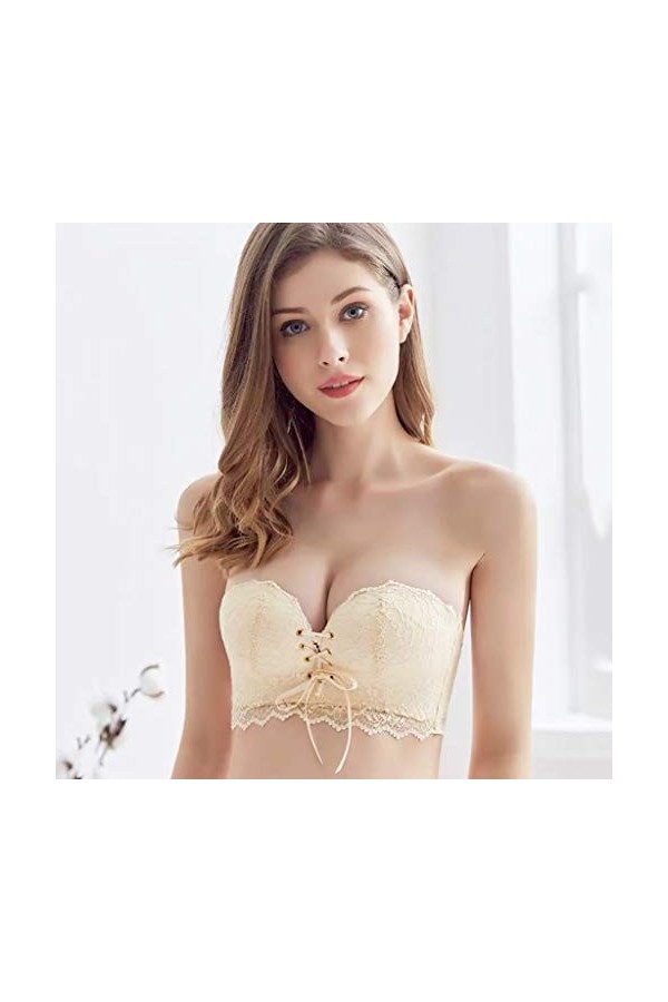 - Soutien-gorge sexy en dentelle - Soutien-gorge push-up - Grande taille - Maintien fort, beige, 100A