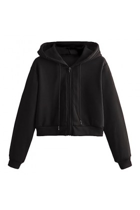 Gefomuofe Sweat-shirts pour femme Crop Sweat à capuche Sweat-shirt en coton Veste de sport Veste de survêtement Casual Sweat 