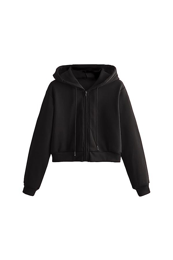 Gefomuofe Sweat-shirts pour femme Crop Sweat à capuche Sweat-shirt en coton Veste de sport Veste de survêtement Casual Sweat 