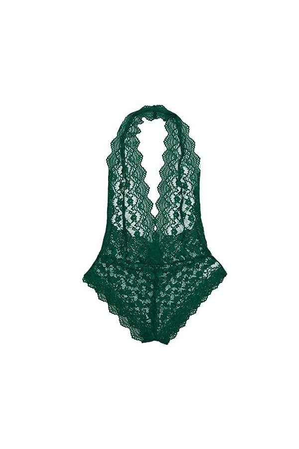 LDadgf Lingerie sexy en dentelle florale pour femme, vert, XL