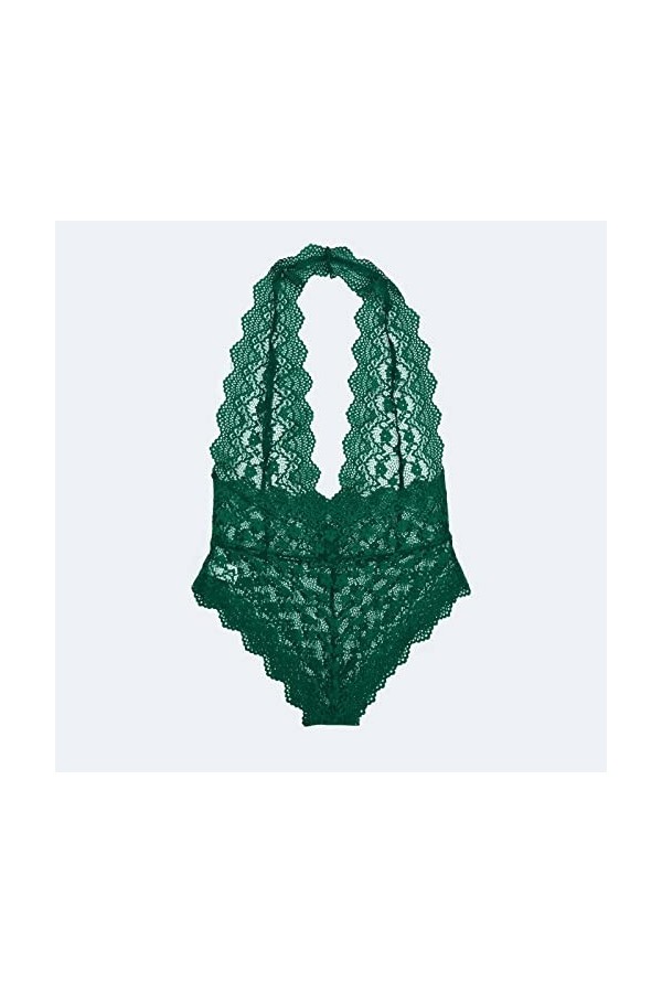 LDadgf Lingerie sexy en dentelle florale pour femme, vert, XL