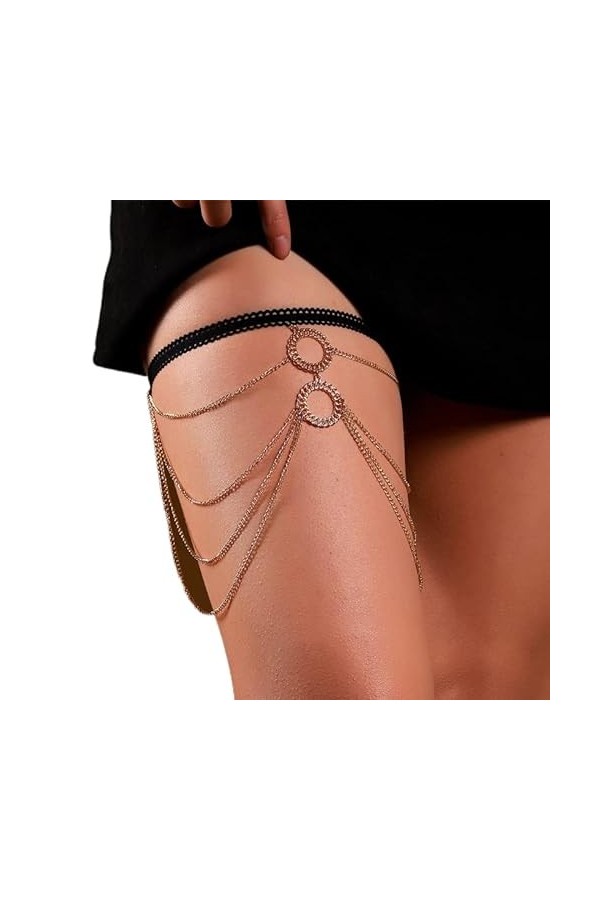 Boho Style Multi Layer Cuisse ChaîNe Jambe Corps ChaîNe Harnais Gothique Jambe JarretièRe Mode Plage Rave Partie Corps Fourni