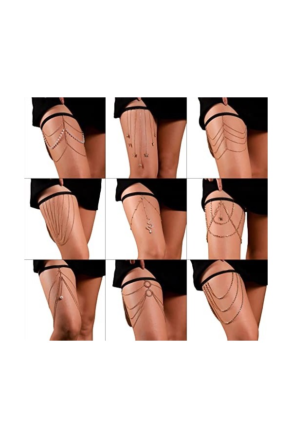 Boho Style Multi Layer Cuisse ChaîNe Jambe Corps ChaîNe Harnais Gothique Jambe JarretièRe Mode Plage Rave Partie Corps Fourni