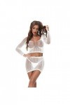 UOWEG Ensemble de sous-vêtements de Pyjamas Transparents pour Femmes en Maille avec Jupe Sexy Lingerie Originale White, One 