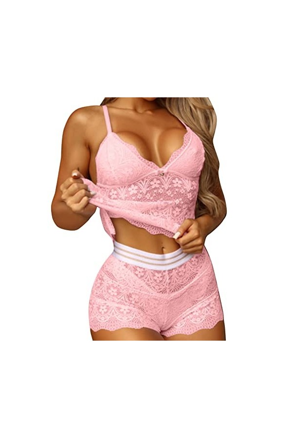 Vexiangni Lingerie pour femme potelée - Imprimé mode - Lingerie en maille - Trois pièces - Ensemble de sous-vêtements sexy - 