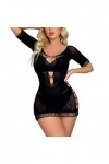 UOWEG Pyjama Transparent Femme sous-Vêtements Maille Robe Sexy Pyjama sous-Vêtements Lingerie Ouverte Black, One Size 