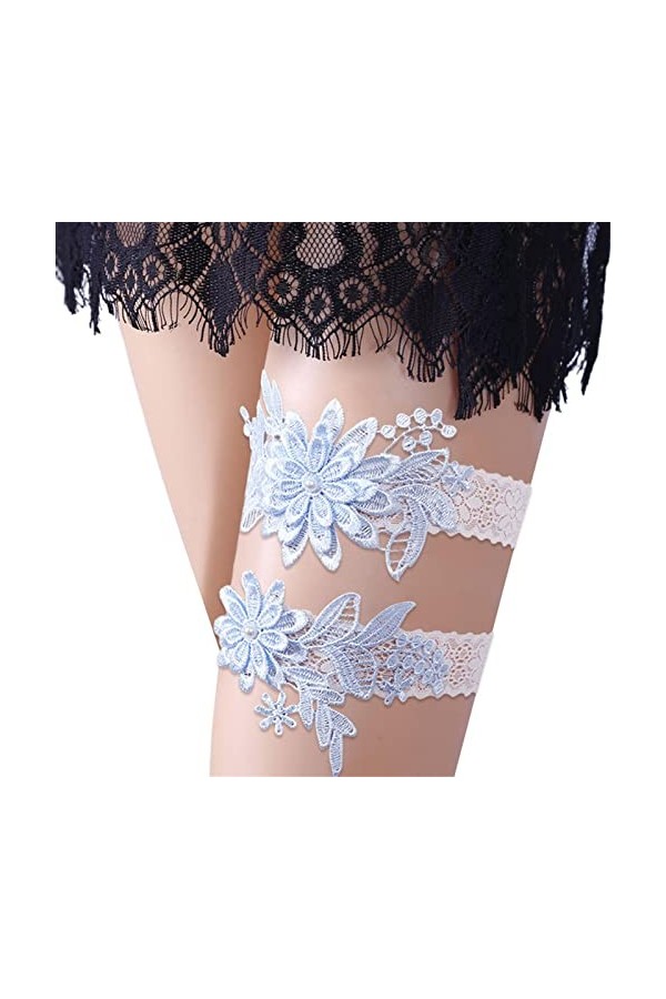 AirFusion Mariage pour mariée | Dentelle Stretchy Prom Jarretière Cuisse Jarretière Daisy,Jambe avec jarretière Florale Cousu