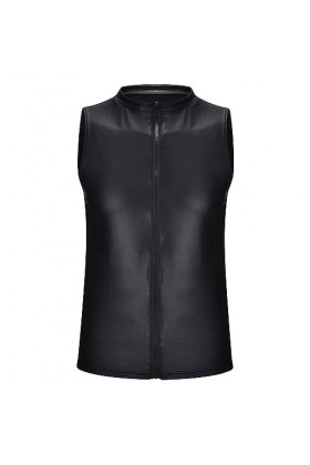 T-shirt en cuir pour homme - Aspect cuir - Maillot en cuir synthétique - Fabriqué en Allemagne - Brillant - Effet mouillé - C