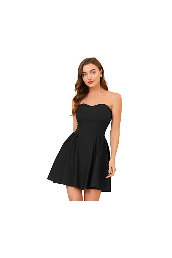 Allegra K Robe de soirée sans bretelles avec fermeture éclair apparente unie, jaune, L