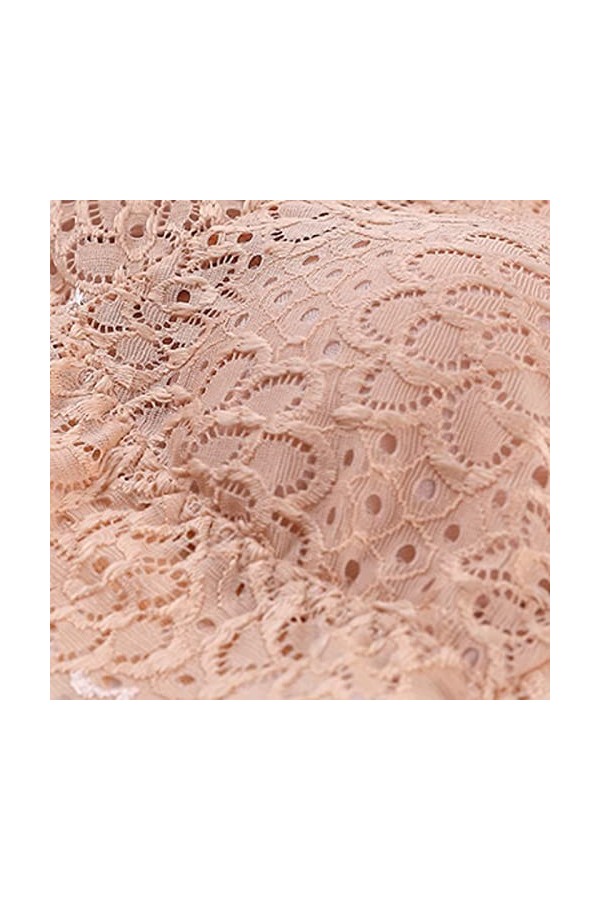 WhOpro Lingerie Lacets Confortable Coton Femmes Culotte Taille Moyenne-Fille Culotte Pyjama Lingerie, beige, taille unique