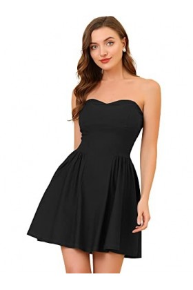 Allegra K Robe de soirée sans bretelles avec fermeture éclair apparente unie, jaune, L