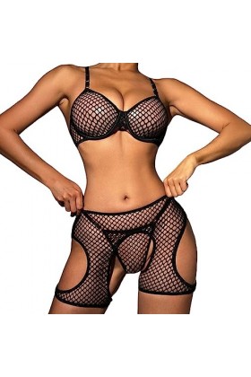Lingerie Sexy Femme Coquine Hot Ouverte Lingerie Erothique Sexy DentelleEnsemble de Soutien-Gorge Sexy pour Femmes avec Maill