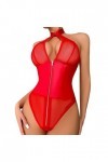 LDZYXY Femmes Sexy Creux Collier Sexy sous - VêTements Fun Accrocher Cou éPissure Moto Zip Tressé Bretelles Dos Nu