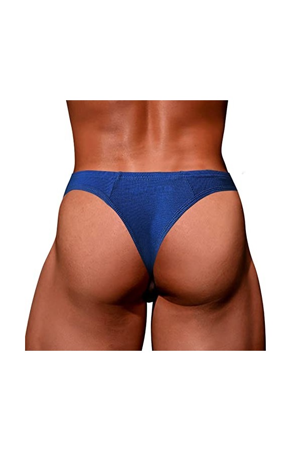 Sous-vêtements dété en maille respirante confortable sans ailes pour homme, bleu, XXL