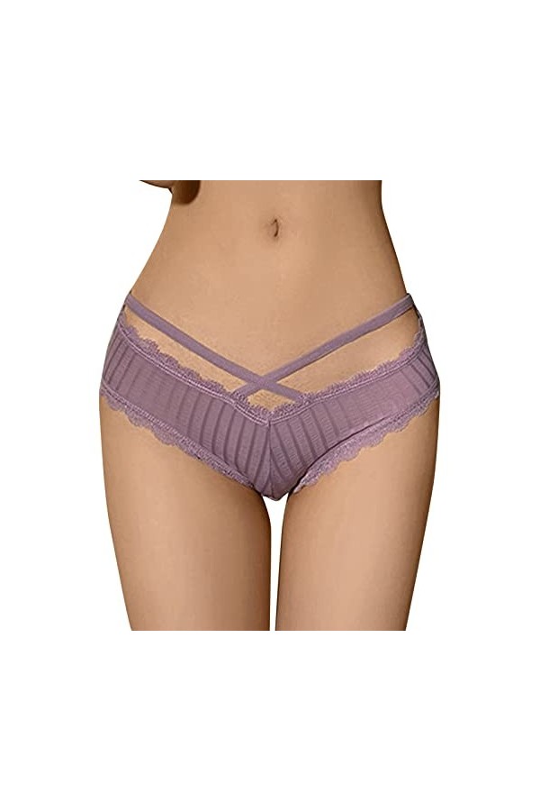 HELLORSOON String Ficelle Femme,Sexy Érotique Transparence Subtile sans Couture Body Lingerie Culotte Dentelle