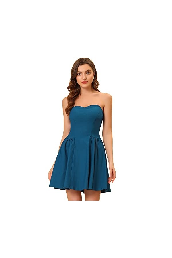 Allegra K Robe de soirée sans bretelles avec fermeture éclair apparente unie, jaune, L