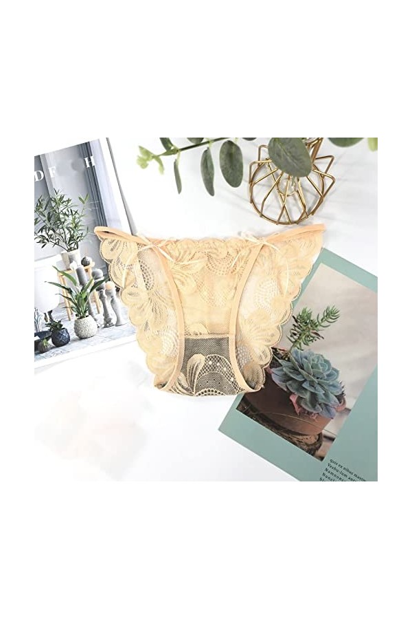 HELLORSOON String Ouvert Femme,Sexy Érotique Maille Transparente Chaud Culotte en Dentelle Culotte Coton