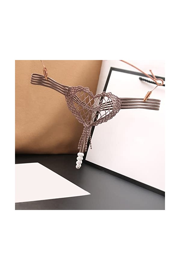 HELLORSOON String Ficelle Femme,Sexy Transparent Ouvertures érotiques Échancré Culotte en Dentelle Slip pour Femme