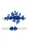 Amosfun Lot de 2 jarretelles de mariage en dentelle et strass - Pour demoiselle dhonneur - Décoration de mariage - Bleu fonc