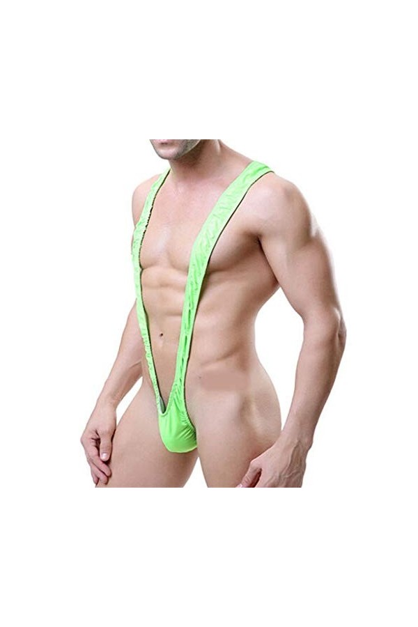 Palo X Homme Sexy Mankini Beach Swimwear Suspender Thong Waiter Borat Style Underwear, Vert, Taille unique