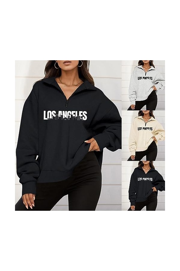 Gefomuofe Y2k Sweat à capuche pour femme avec fermeture éclair fine, c noir, S