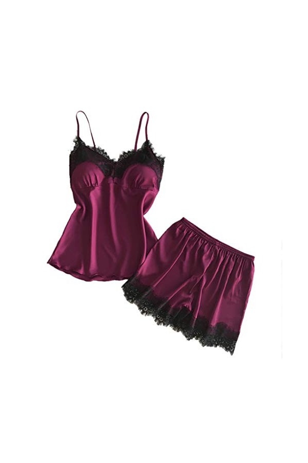 TWIOIOVE Lingerie pour femme de ménage en satin avec crâne et filet de pêche, rouge, XXL