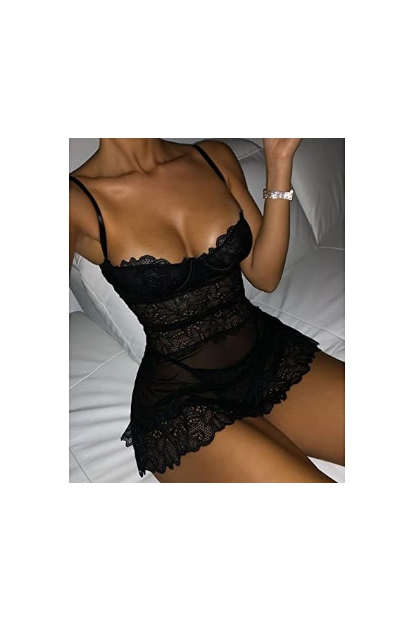 LDadgf Ensemble de lingerie tendance pour femme - Jeu de rôle - Lingerie sexy - Costume - Ensemble de lingerie esclave noir,