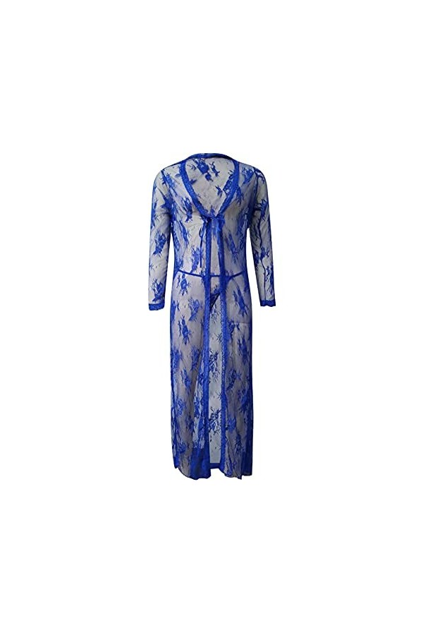 liaddkv Lingerie sexy en V en dentelle avec culotte pour femme de moins de 10 ans, bleu, M