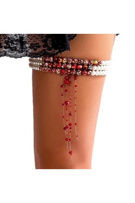 Eelogoo Cuisse élastique - Chaîne Jambe chaîne Cuisse dhalloween pour Les Femmes Sexy - Cuisse Gothique, Fausses Perles Gout