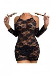 liaddkv Lingerie Femmes Sexy Dentelle Sous-vêtements Transparent Vêtements de Nuit Sexy Dos Nu Robe Passion Lingerie, Noir , 