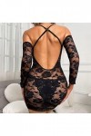 liaddkv Lingerie Femmes Sexy Dentelle Sous-vêtements Transparent Vêtements de Nuit Sexy Dos Nu Robe Passion Lingerie, Noir , 
