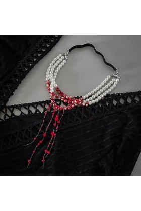 cuisse en perles sang qui goutte à goutte - Chaîne jambe pour femme - Élastique - Bijoux cuisse gothique - Chaîne cuisse pour