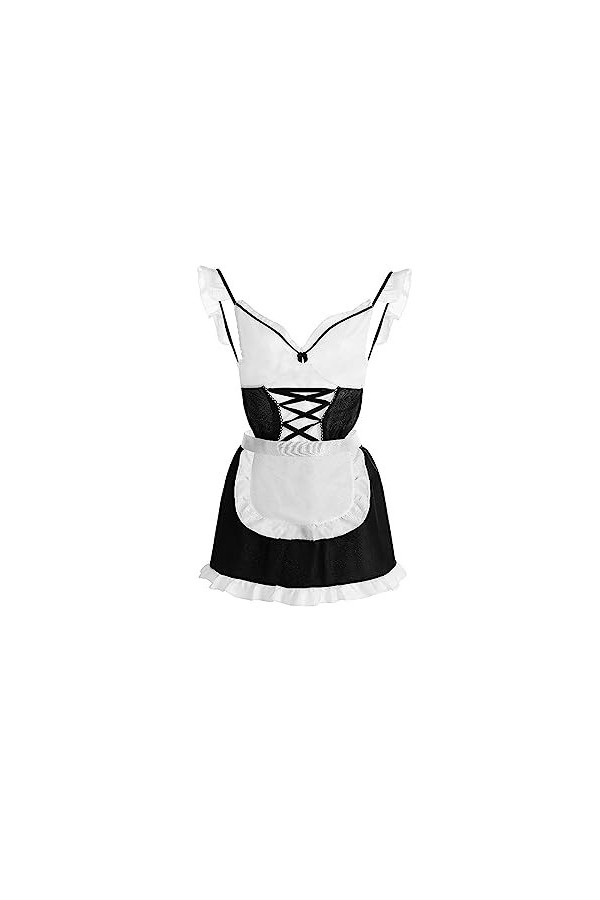 liaddkv Femme Sexy Col en V Costume de Jeu de Rôle Séduisante Lingerie Nuisette Sexy Body Femme Noir, Taille unique 