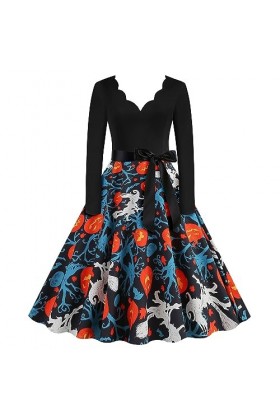 iOoppek Robe noire à manches longues et sexy - En lin - Pour femme, 1-bleu., M