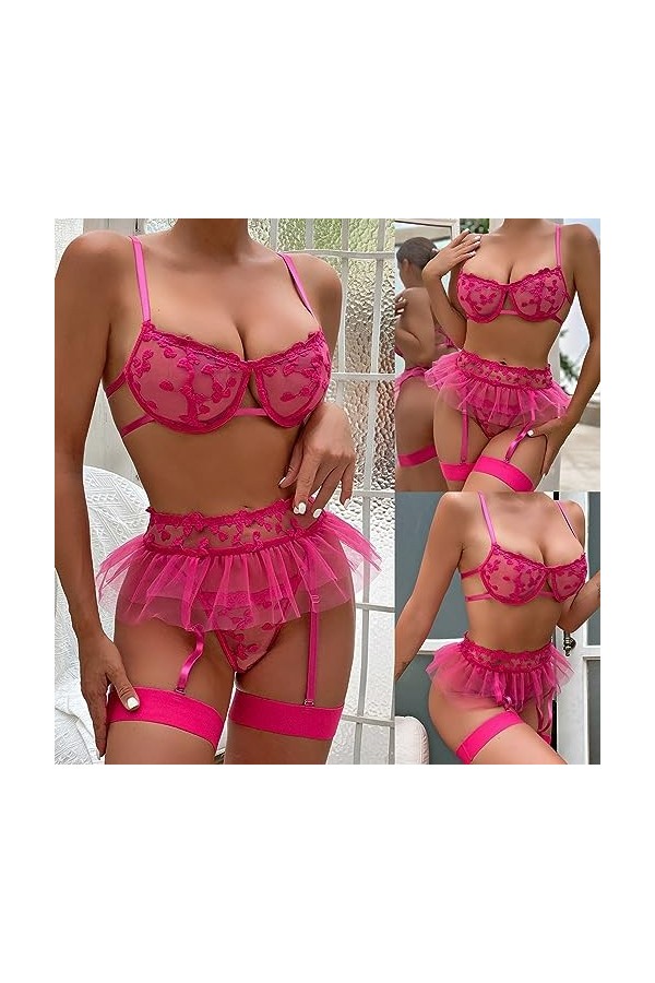 liaddkv Lenceria Extreme Sexy Lingerie Sexy Sexs de Luxe Noir Couleur Femmes Sexy Jarretière Lingerie Sex Soutien-gorge et Cu