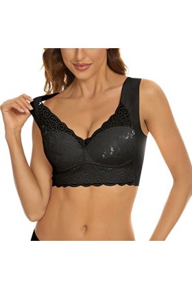 Bralette sexy pour femme - Soutien-gorge sexy en dentelle - Grande taille - Soutien-gorge pour femme, Noir , M