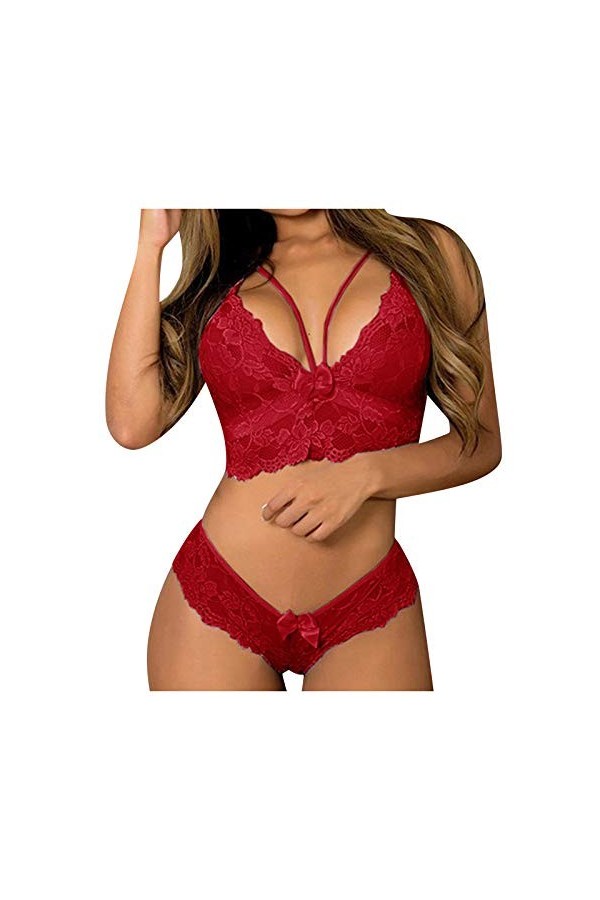 Lingerie Femmes Ensemble Feminine Sexy pour Dames String Culotte en Dentelle féminine Dentelle Hot Chaude Nu Sexy Grande Tail