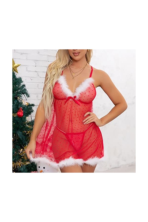 Générique Lingerie Erothique Sexy sous-Vêtement Red Tenue Sexy Femme Ronde Moulante Transparente Lingerie Pas Cher Dessous Se